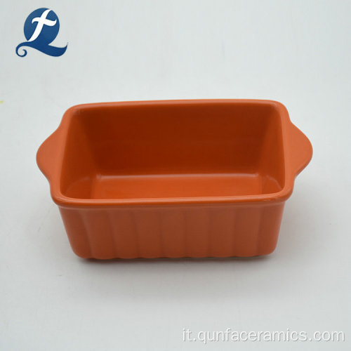 Bakeware rettangolare personalizzato in ceramica con manico